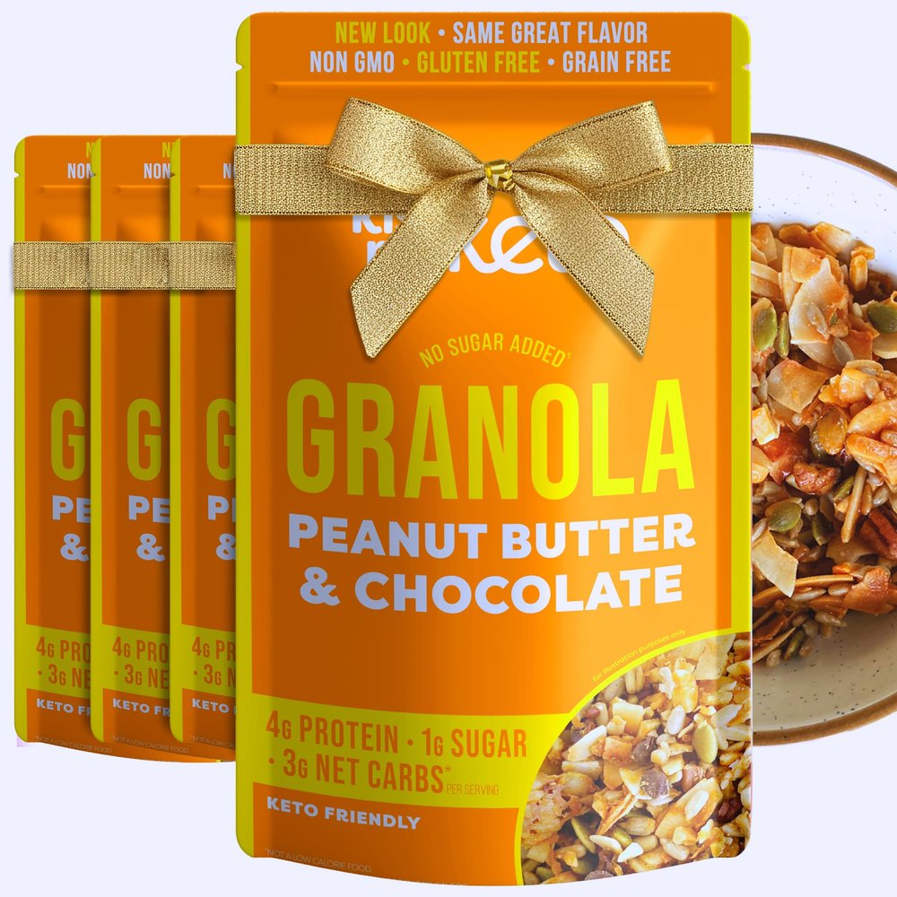 Kiss My Keto Granola Cereal  Grain Free Keto Cereal, Gluten Free Protein, Keto Nut for Yogurt (Peanut Butter & Chocolate, Pack of 4)