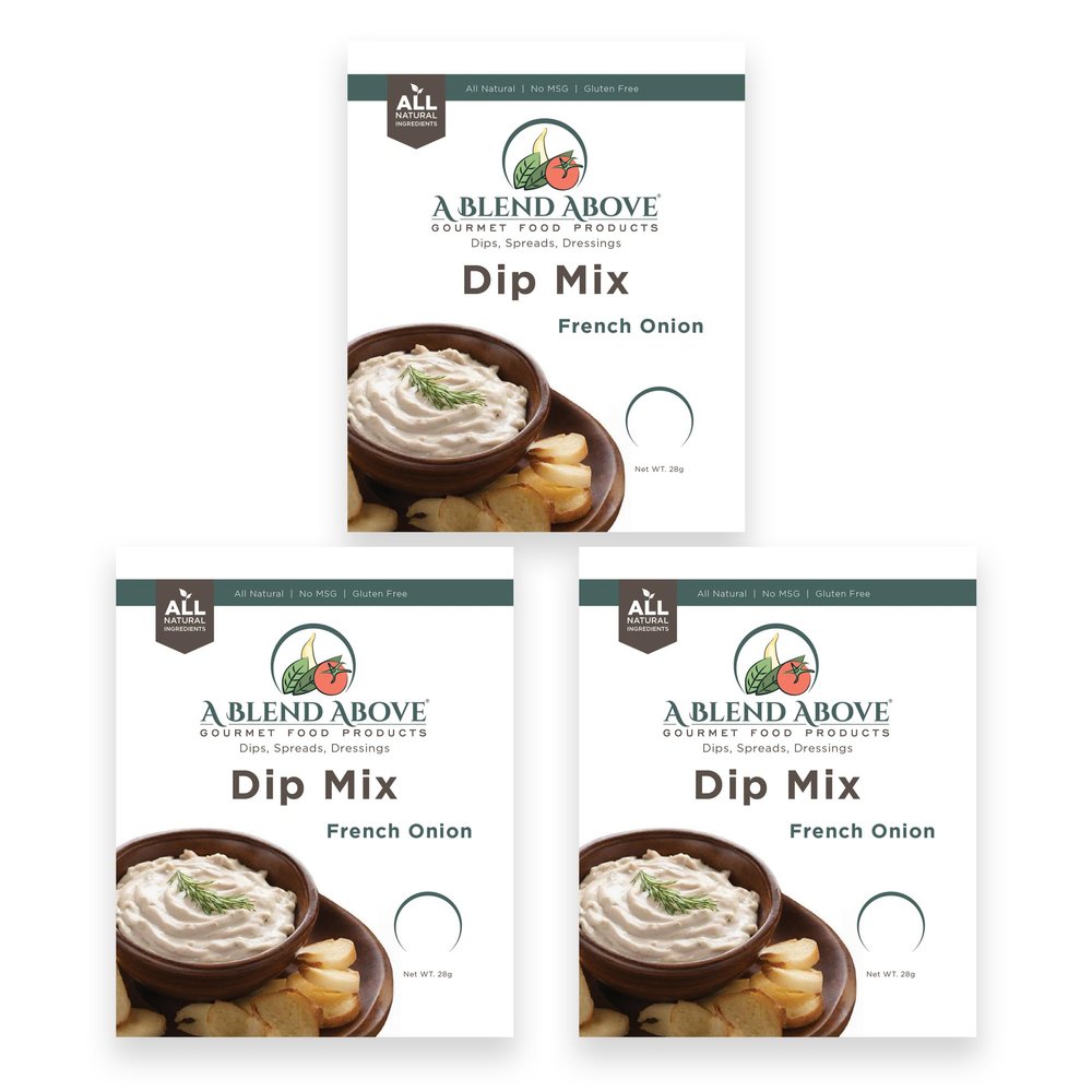 A Blend Above French Onion Dip Mix, 1oz, (3 Pack), Gluten-Free, No MSG, All Natural, No Preservatives, Vegetable Dip, Keto Friendly, Low Carb, Easy to Make