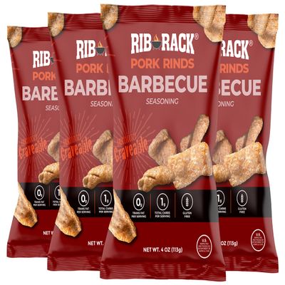 Rib Rack Pork Rinds, Barbecue - 4 x 4 oz