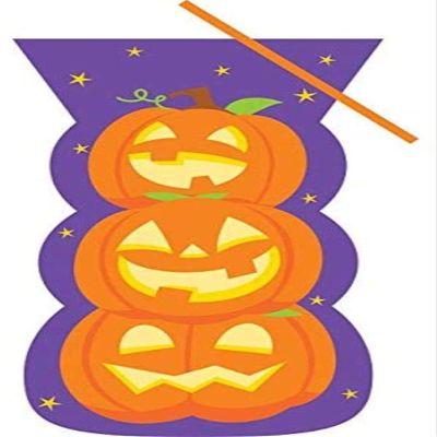 Pumpkin Halloween Shaped Cello Bags with Tie | Purple | 20 Pcs.