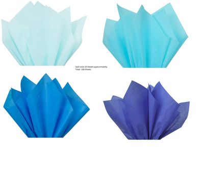 Blue Mix Multi Colored Gift WrapTissue Paper 100 Sheets 15" x 20" Premium Quality Gift Wrap Tissue Paper by A1 Bakery Suppliers Made in USA