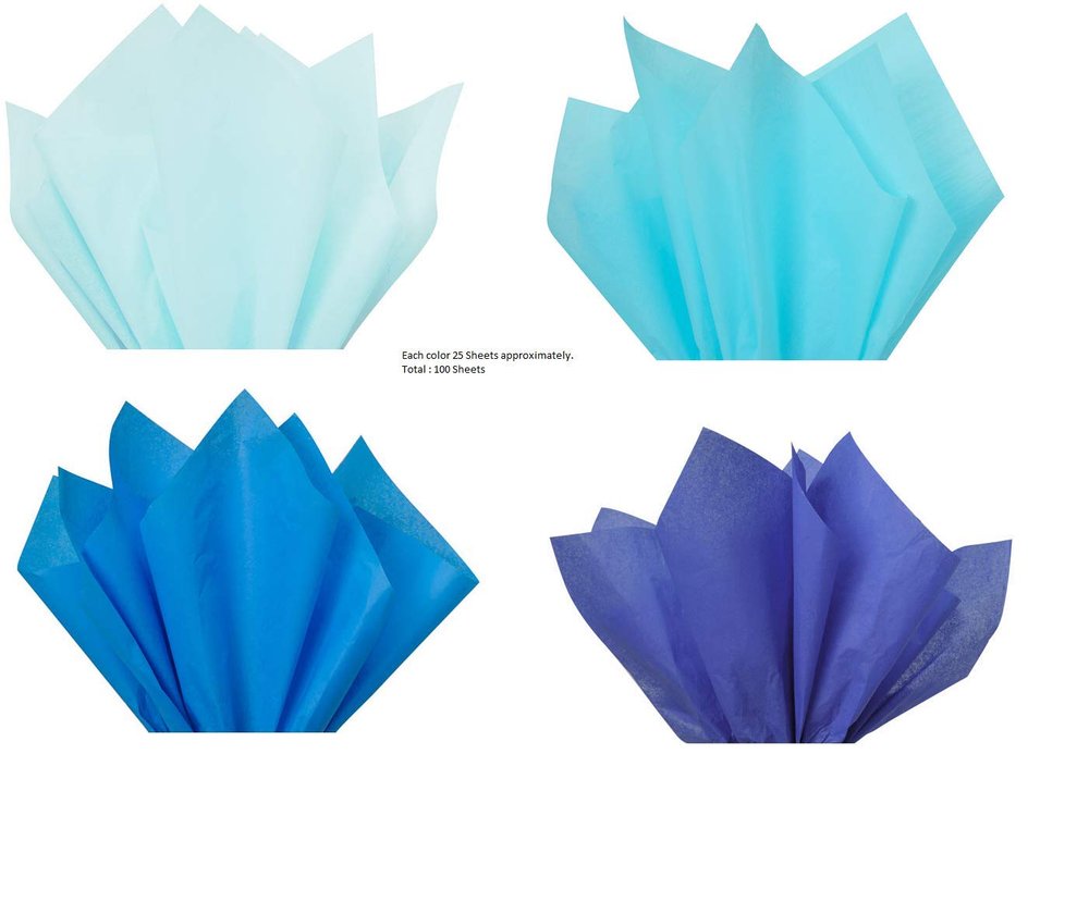 Blue Mix Multi Colored Gift WrapTissue Paper 100 Sheets 15" x 20" Premium Quality Gift Wrap Tissue Paper by A1 Bakery Suppliers Made in USA