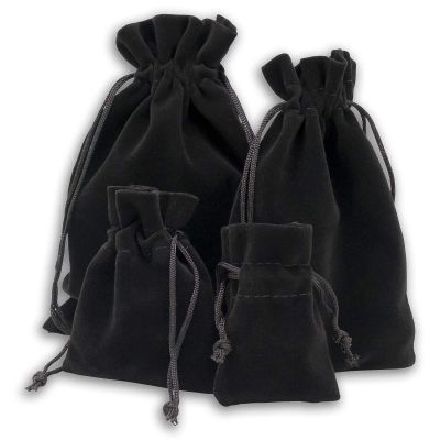 12-Pack heavyweight Velvet Gift Bags w/Drawstring - XLarge (Black 8x10) - garment pouches for Party Favor, Goodie by The Display Guys