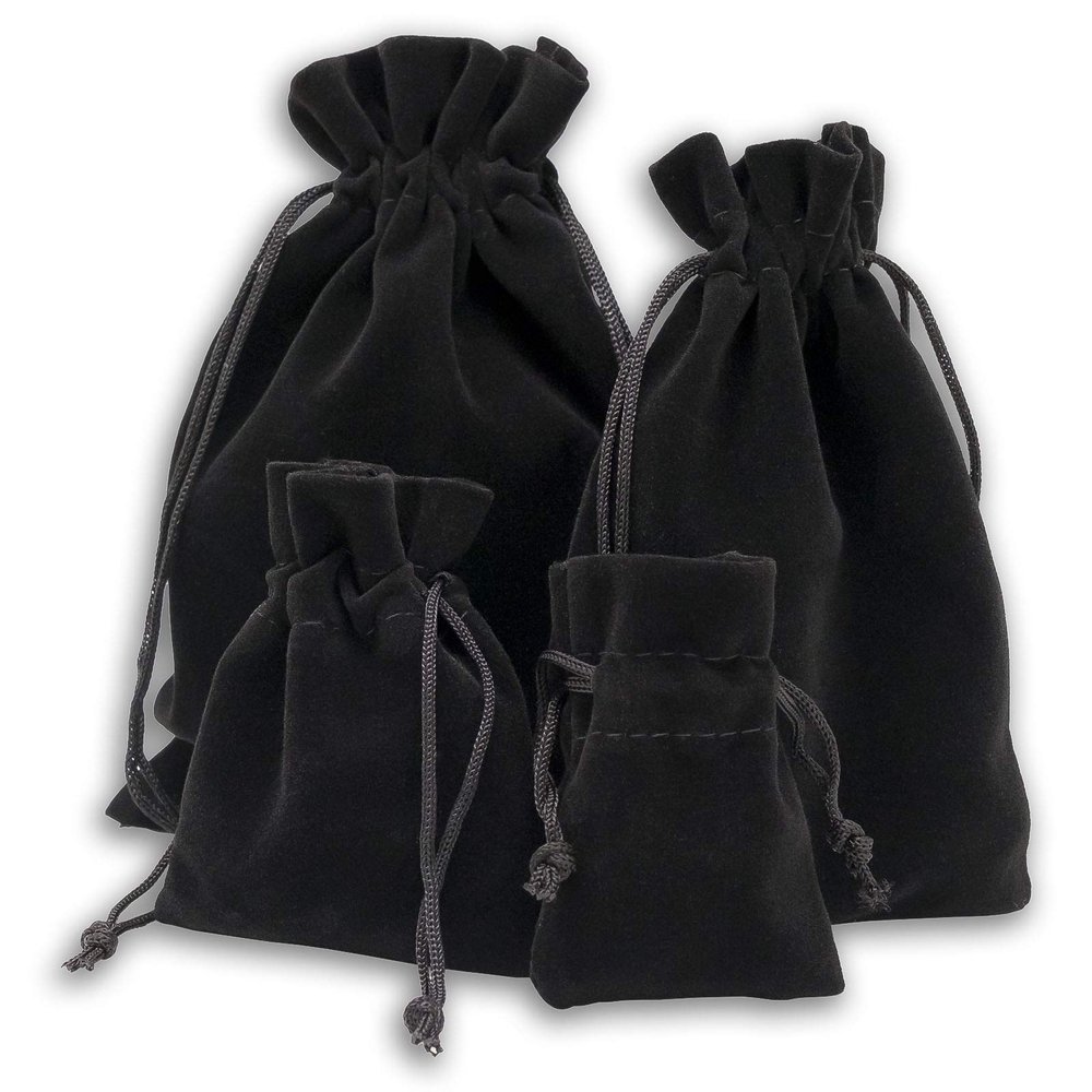 12-Pack heavyweight Velvet Gift Bags w/Drawstring - XLarge (Black 8x10) - garment pouches for Party Favor, Goodie by The Display Guys