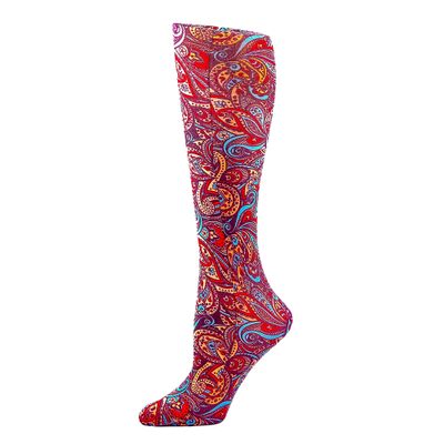 Celeste Stein Therapeutic Graduated Compression Socks, Fall Paisley Brown, 8-15 mmHg Queen Plus Calf