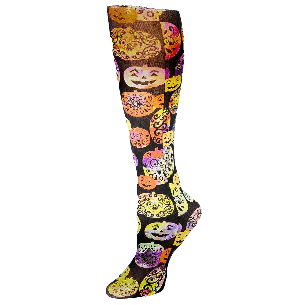 Red Moby Celeste-Stein-CMPS-2-2041 Womens 15-20 mmHg Compression Sock - Halloween Pumpkin Orange