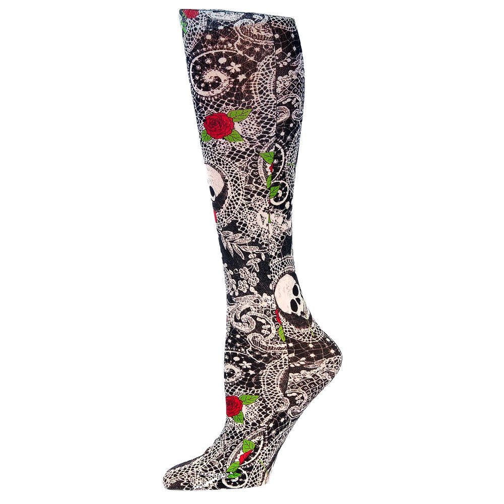 Red Moby Celeste-Stein-CMPS-2-2019 Womens 15-20 mmHg Compression Sock - Regular-Skulldugary Black White