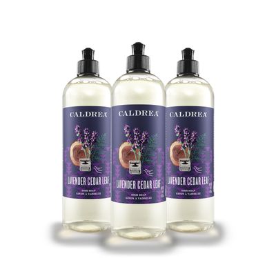 Caldrea Dish Soap, Biodegradable Dishwashing Liquid made with Soap Bark and Aloe Vera, Lavender Cedar Leaf, 16 oz , 3 Pack