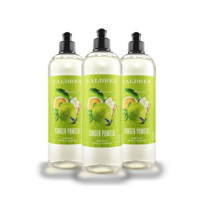 Caldrea Dish Soap, Biodegradable Dishwashing Liquid made with Soap Bark and Aloe Vera, Ginger Pomelo, 16 oz , 3 Pack