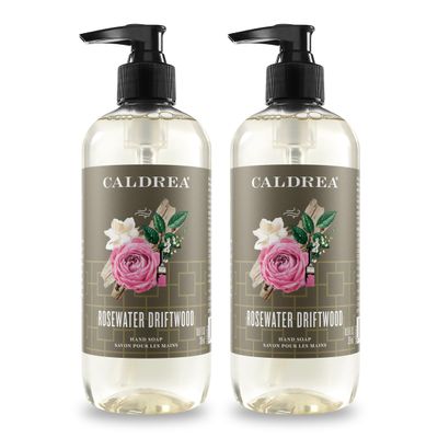 Caldrea Hand Wash Soap, Aloe Vera Gel, Olive Oil and Essential Oils to Cleanse and Condition, Rosewater Driftwood, 10.8 oz, 2 Pack