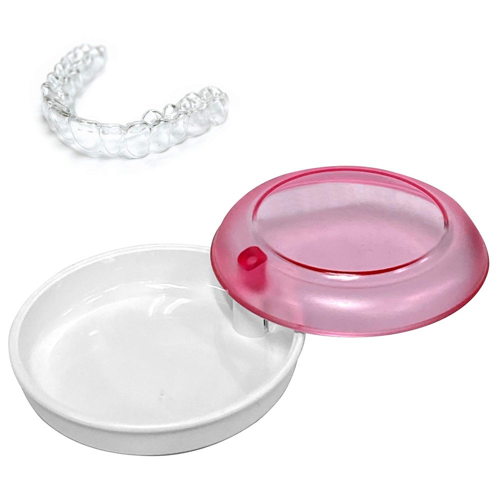 2 Pack Mouth Guard Teeth Aligners Retainer Case (Pink)