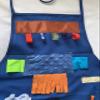 Adult Fidget Apron, Tactile Apron for Dementia, ADHD, Autism, Various Fidgets and Ribbons, Zipper, Washable, Blue and Black view 3