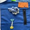 Adult Fidget Apron, Tactile Apron for Dementia, ADHD, Autism, Various Fidgets and Ribbons, Zipper, Washable, Blue and Black view 4
