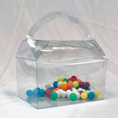 Durapak Supplies 150 PCS 6-3/8 x 4-1/2 x 5-1/2" Clear APET Food Safe Handbag/Gable Shaped Box with Arc Handle