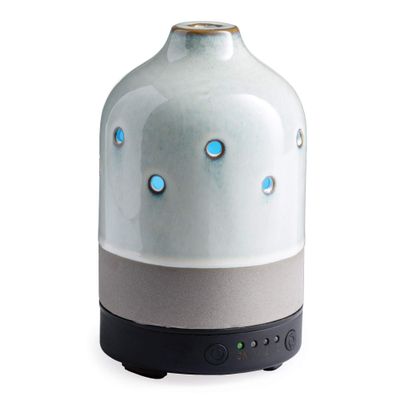 Airome Ceramic Essential Oil Diffuser with Timer|100 mL Humidifying Ultrasonic Aromatherapy Diffuser 8 Colorful LED Lights, Two Mist Modes, Timed Shut-Off, Glazed Concrete
