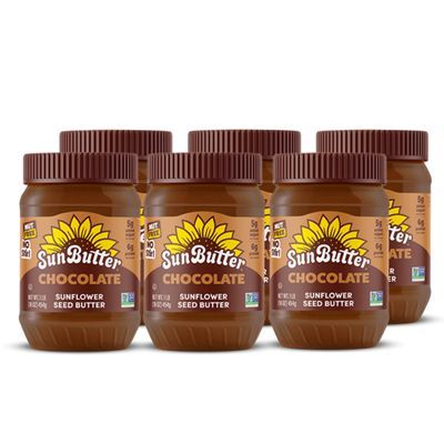 SunButter Chocolate Sunflower Seed Butter, 16 oz (6 Pack of 6) - Nut Free Spread with 7g Plant-Based Protein, Roasted Rich & Savory Flavor, Smooth Texture, Vegan, Kosher & Non-GMO