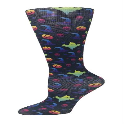 Cutieful Women's Nylon 8-15 Mmhg Halloween Compression Socks (Glow-In-The-Dark Halloween)
