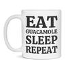Funny Guacamole Coffee Mug - Eat Guacamole Sleep Repeat, 11-Ounce White view 1