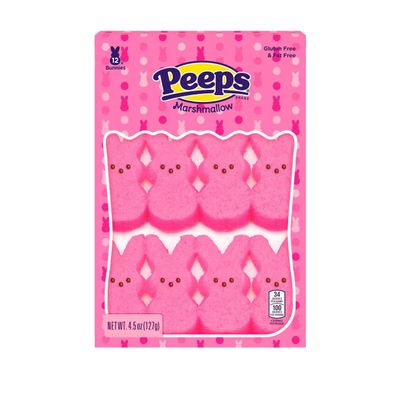 Just Born Easter Peeps, Pink Marshmallow Bunnies - 12 Count, 4.5 Ounce Pack