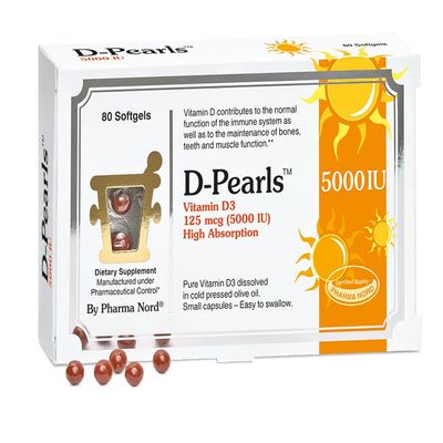 D-Pearls Vitamin D3 5000 IU (125mcg) | Easy-to-Swallow | Chosen for Major Immune Study [1] | Active Vitamin D Supplement in Cold-Pressed Olive Oil for Immune Support, Teeth, Muscle and Bone Health