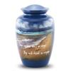 Footprints Cremation Urn - Ocean Blue Memorial Urn with Beach & Waves  Full-Size Handcrafted Metal Funeral Urns for Men & Womens Ashes (Up to 210 lbs)  A Beautiful Tribute for Ocean Lovers view 1