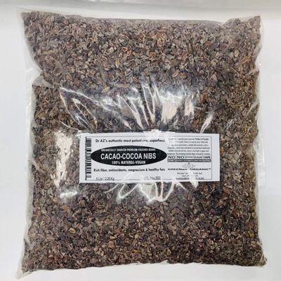 Raw Cacao/Cocoa Nibs 100% Raw Chocolate Arriba Nacional Bean 5Lbs Bag Unsweetened Chocolate Substitute Keto, Vegan & Non-GMO Antioxidant