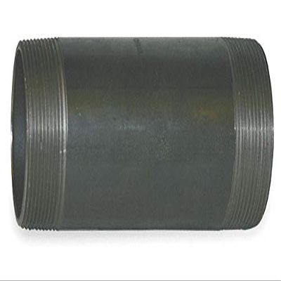 2 in Black Steel Nipple, Threaded On Both Ends, Pipe Schedule 16, 6 in Overall Pipe Length, Seamless,20400008389