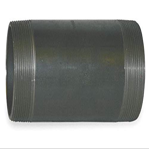 2 in Black Steel Nipple, Threaded On Both Ends, Pipe Schedule 16, 6 in Overall Pipe Length, Seamless,20400008389