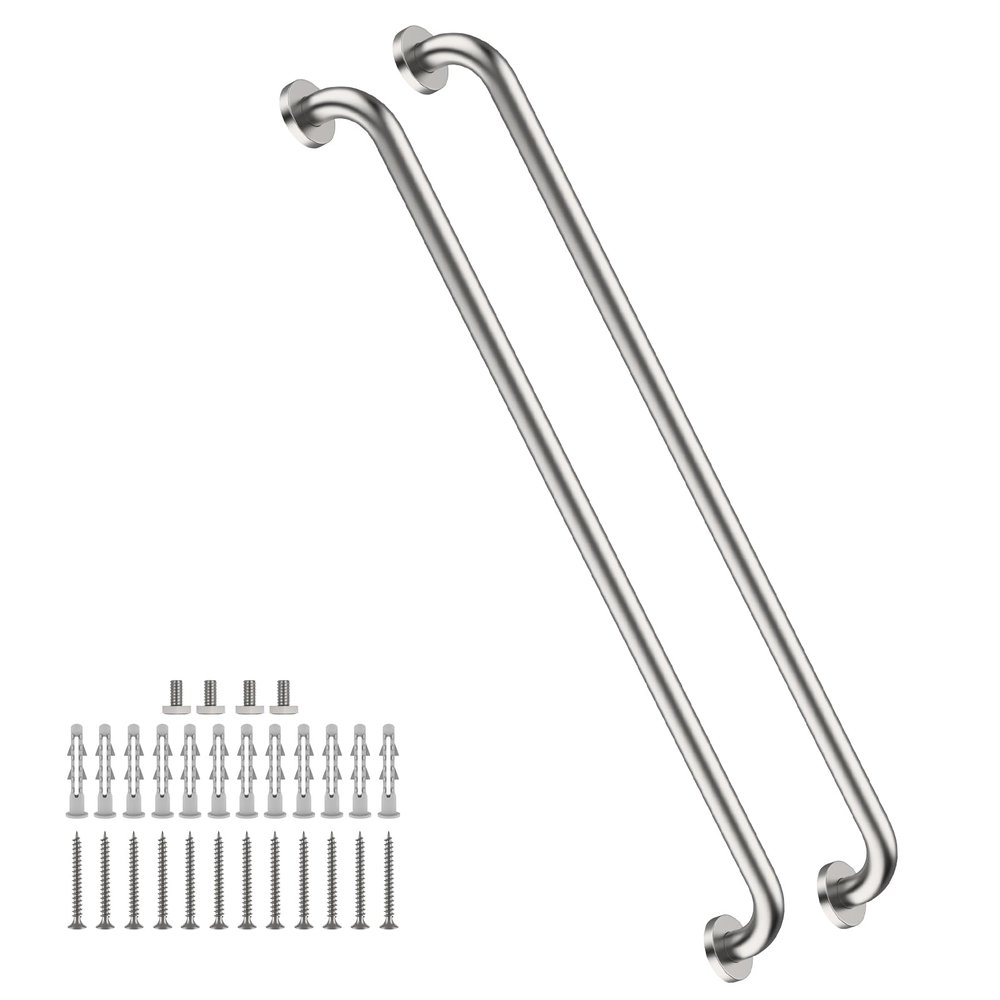 2 Pack 40 Inch Shower Grab Bars Satin Brushed Nickel, ZUEXT SUS304 Stainless Steel Bathroom Shower Balance Bar, Safety Hand Rail Support,Handicap Elderly Senior Assist Bath Grab Handle(1.25" Diameter)