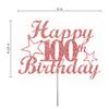 100 Birthday Rose Gold Glitter Cake Topper, 100th Party Decorations Ideas, Premium Quality Decoration, Sturdy Doubled Sided Glitter, Acrylic Stick. Made in USA view 2