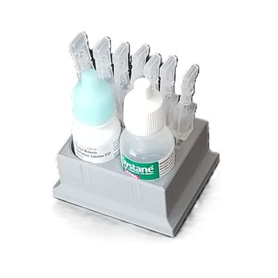 Znet3D Eye Drop Vials & Bottles Holder & Storage - Holds 7 Vials & 2 Bottles (Silver)