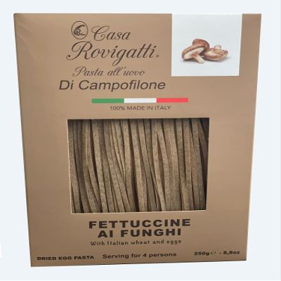 Fettuccine with Mushroom (Pack of 4) - Funghi Italian Pasta From the Region of Di Campofilone- Imported Italian Gourmet Egg Pasta- 8.8 ounces / 250 grams