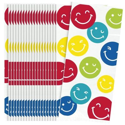 Happy Face Cellophane Bags (Pack of 20) - 11" x 5" - Vibrant Multicolor Party Favor Bags - Ideal for Kids Birthdays, Holidays & Themed Events