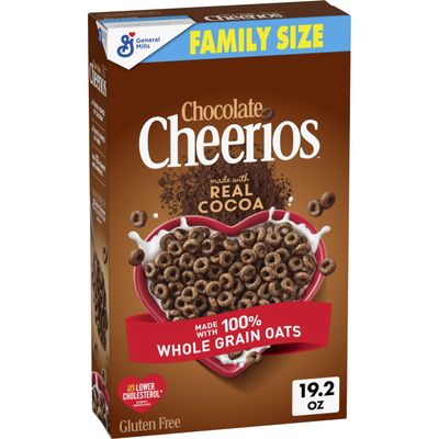 Chocolate Cheerios, Heart Healthy Gluten Free Breakfast Cereal, Made with Whole Grain Oats, Family Size, 19.2 oz