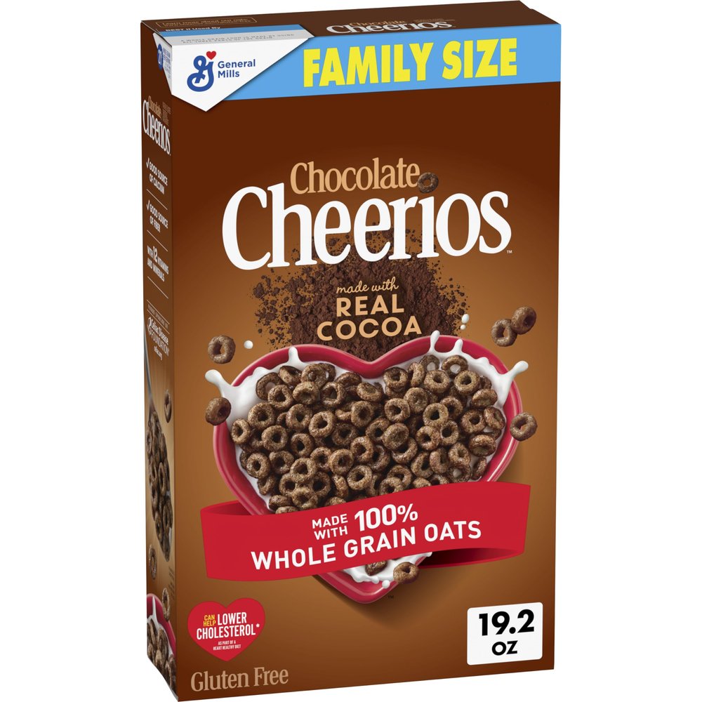 Chocolate Cheerios, Heart Healthy Gluten Free Breakfast Cereal, Made with Whole Grain Oats, Family Size, 19.2 oz