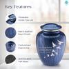 Geturns Embrace Adult Personalized Doves Cremation Urns for Human Ashes I Large Pearl Cobalt Blue Funeral Urn for Men and Women I 200 lbs view 2