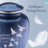 Geturns Embrace Adult Personalized Doves Cremation Urns for Human Ashes I Large Pearl Cobalt Blue Funeral Urn for Men and Women I 200 lbs view 4
