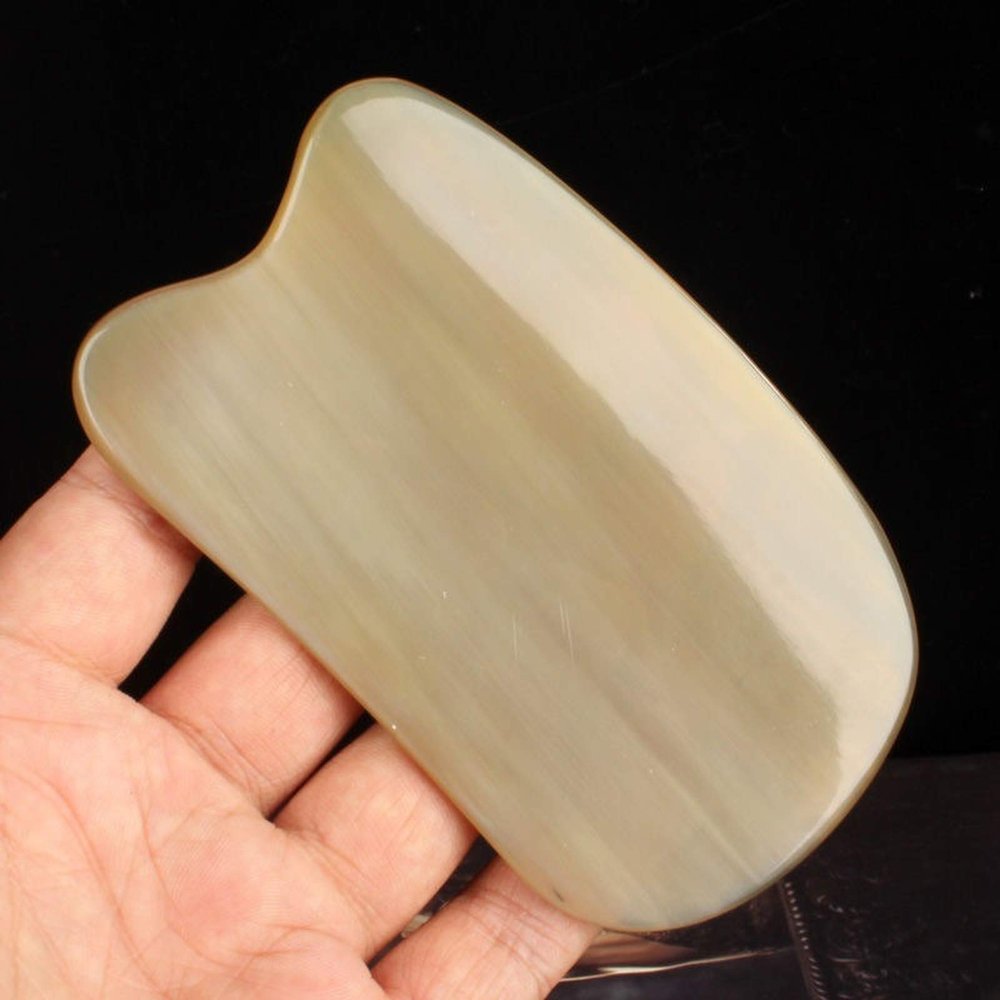1 Pcs Natural Horn Guasha Board Gouache Scraper for Back Body Acupuntura Therapy Spa Face Massager Gua Sha Massage Tool