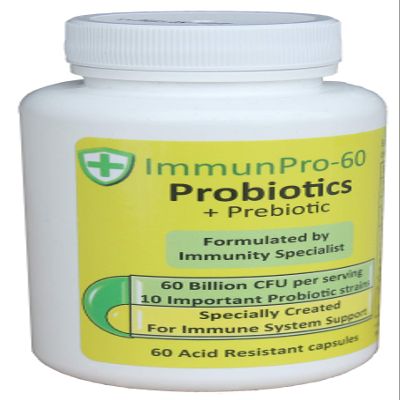 Advanced Strength 60 Billion CFU Probiotics Formulated by an American Board-Certified Immunologist: Premium Ten Probiotic strains and Prebiotic - Dairy, Soy, and Gluten Free Vegetarian Capsules