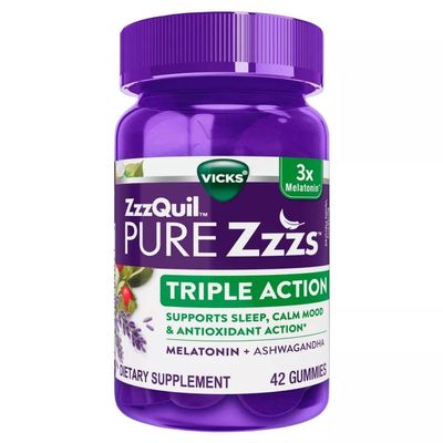ZzzQuil Pure Zzzs Triple Action Gummy Melatonin Sleep Supplement, 21 Count (Pack of 2), 42.0 Count