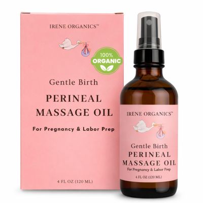 Organic Perineal Massage Oil Spray by Irene Organics for Pregnancy and Postpartum - Prevention for Perineum Tearing, All Natural, Pregnancy Third Trimester Must Haves for Childbirth