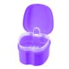 Denture Soaking Cup Dental Retainer Case Cleaning with Strainer Basket, Orthodontic Bath Box Mouthguard Storage Holder - Purple view 1