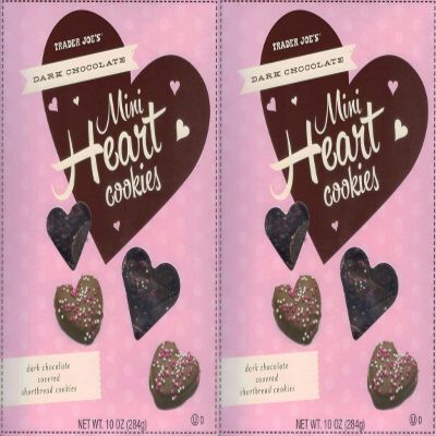 Trader Joe's Dark Chocolate Mini Heart Cookies 10 Oz, Valentines Day! Pack of 2