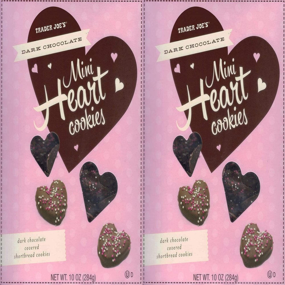Trader Joe's Dark Chocolate Mini Heart Cookies 10 Oz, Valentines Day! Pack of 2