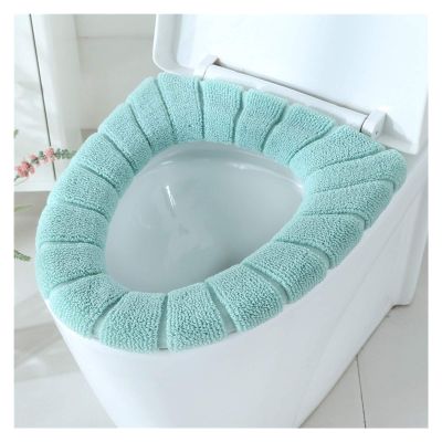 Toilet Seat Mat Winter Warmer Pad Cushion Thicker Washable Closestool Soft Warmer Home Bathroom Supplies (Color : Green)