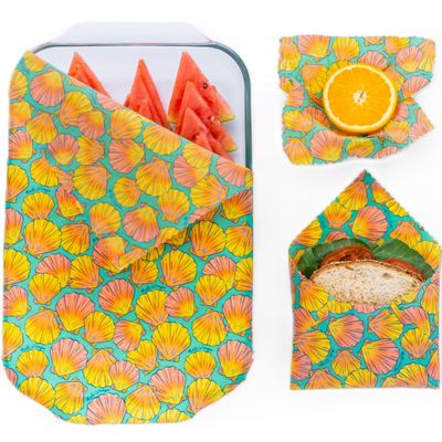 Meli Wraps - 3-Pack Reusable Beeswax Wraps for Food, Eco-Conscious Food Storage, Small, Medium and Large Food Wrap, Shells
