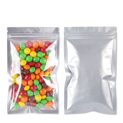 100 Pack Mylar Bags for Food Storage 4 x 7 Inch Smell Proof Bags with Clear Window Resealable Aluminum Foil Packaging Pouch Bag Silver