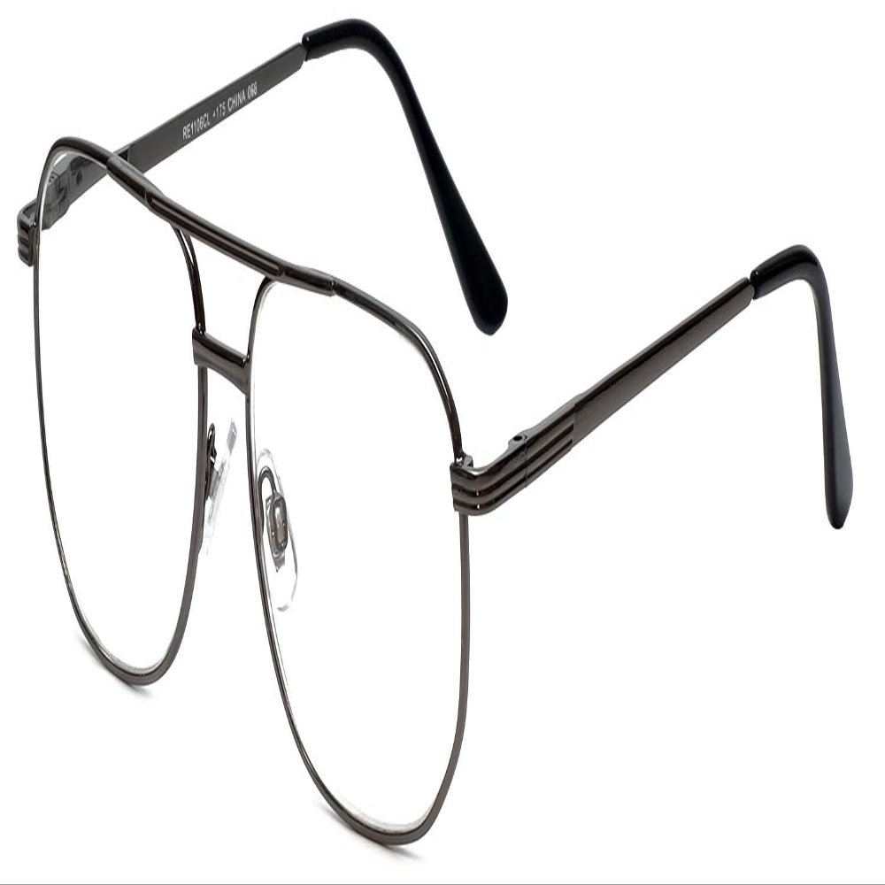 Calabria 1106 Metal Pilot Reading Glasses in GunMetal +3.75 Spring Hinge 55mm
