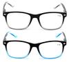 2 Pairs Classic Modern Rectangular Lightweight Reading Glasses - Spring Hinge Reader (1 Black/Blue 1 Black/Clear, 2.00) view 3