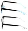 2 Pairs Classic Modern Rectangular Lightweight Reading Glasses - Spring Hinge Reader (1 Black/Blue 1 Black/Clear, 2.00) view 4